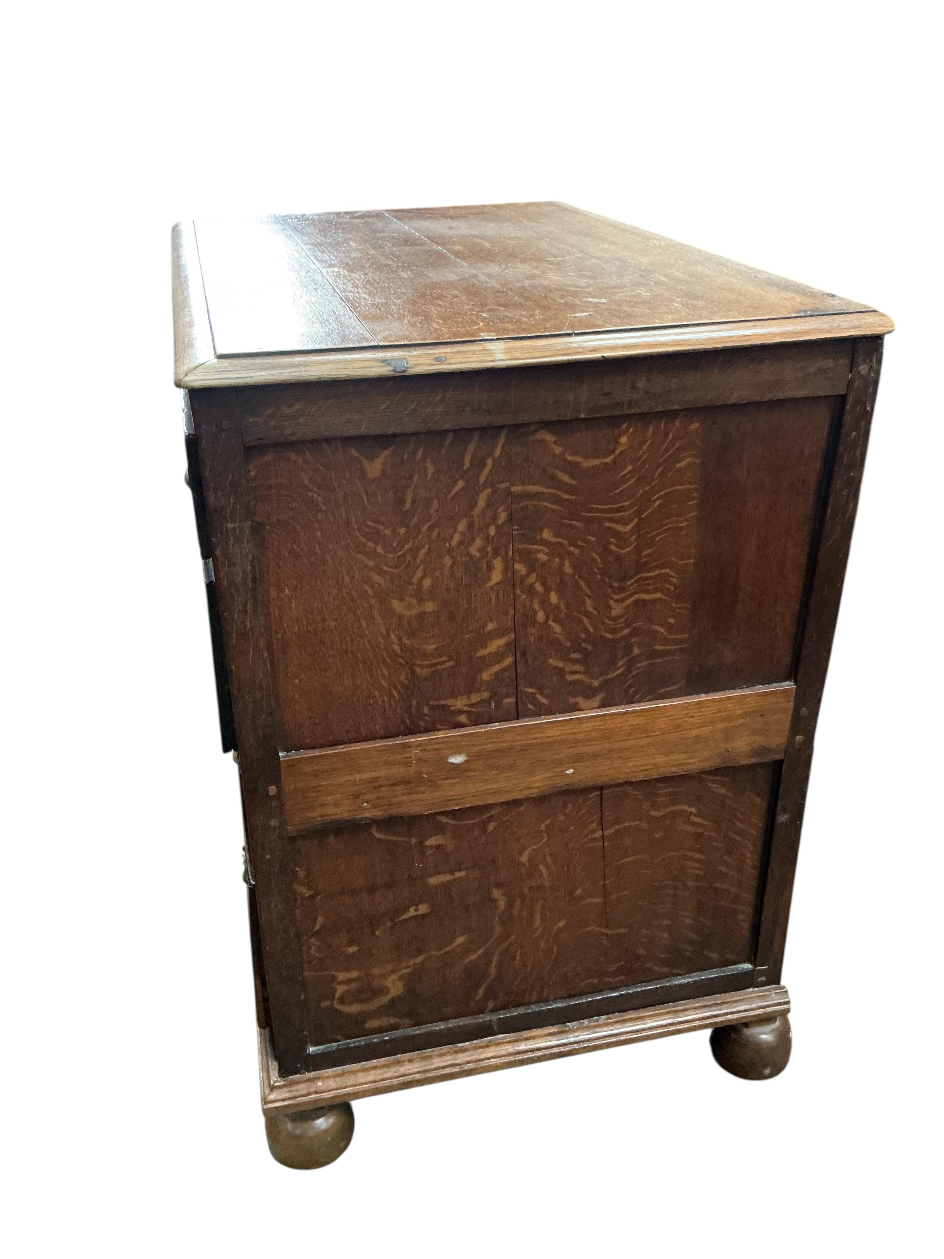 An 18th century and later oak chest of drawers, width 93cm, depth 59cm, height 90cm